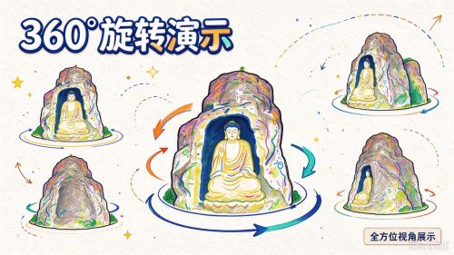 这个提示词直接实现360度旋转